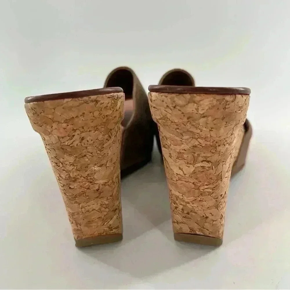Diane Von Furstenberg sandals 7 bronze metallic leather platform vintage 90s Y2k
